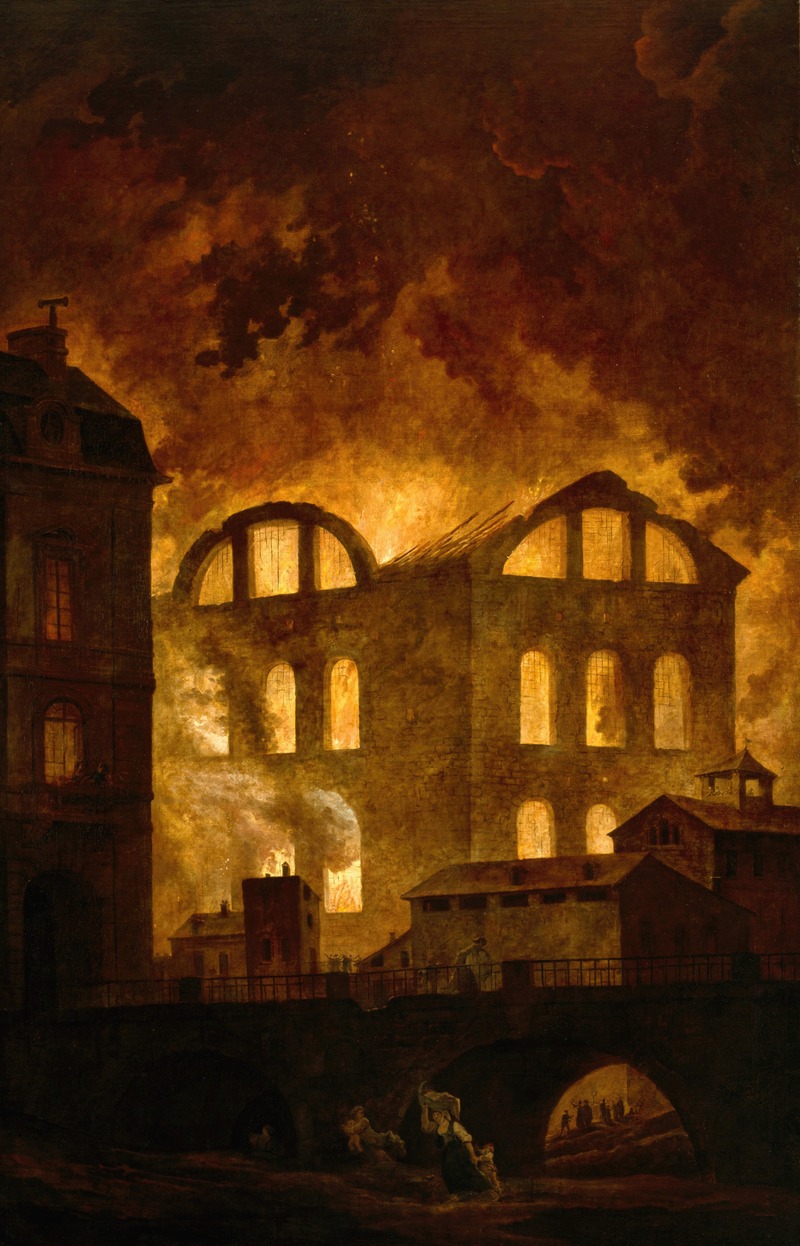 Hubert Robert - The Fire at the Opera House of the Palais-Royal