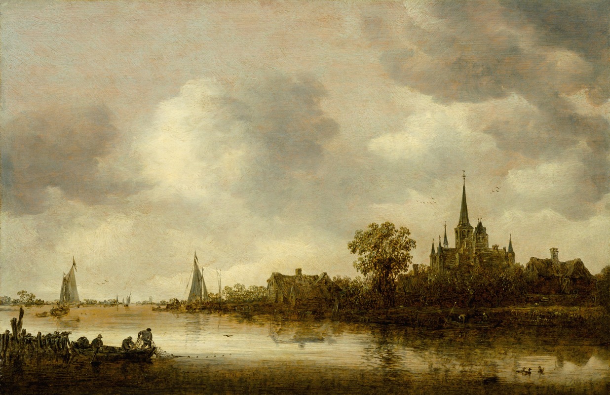 Jan van Goyen - River Landscape with a Church in the Distance