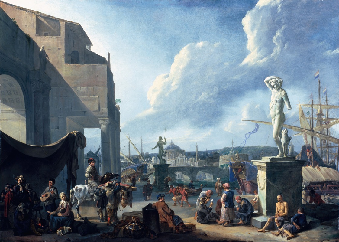 Johannes Lingelbach - A Capriccio View of Rome with the Castel Sant’Angelo