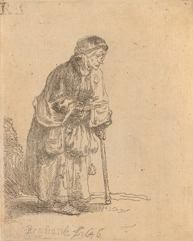Rembrandt van Rijn - Beggar Woman Leaning on a Stick