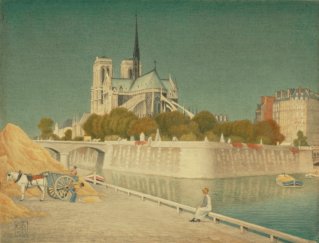Joseph Edward Southall - Notre-Dame and the Seine