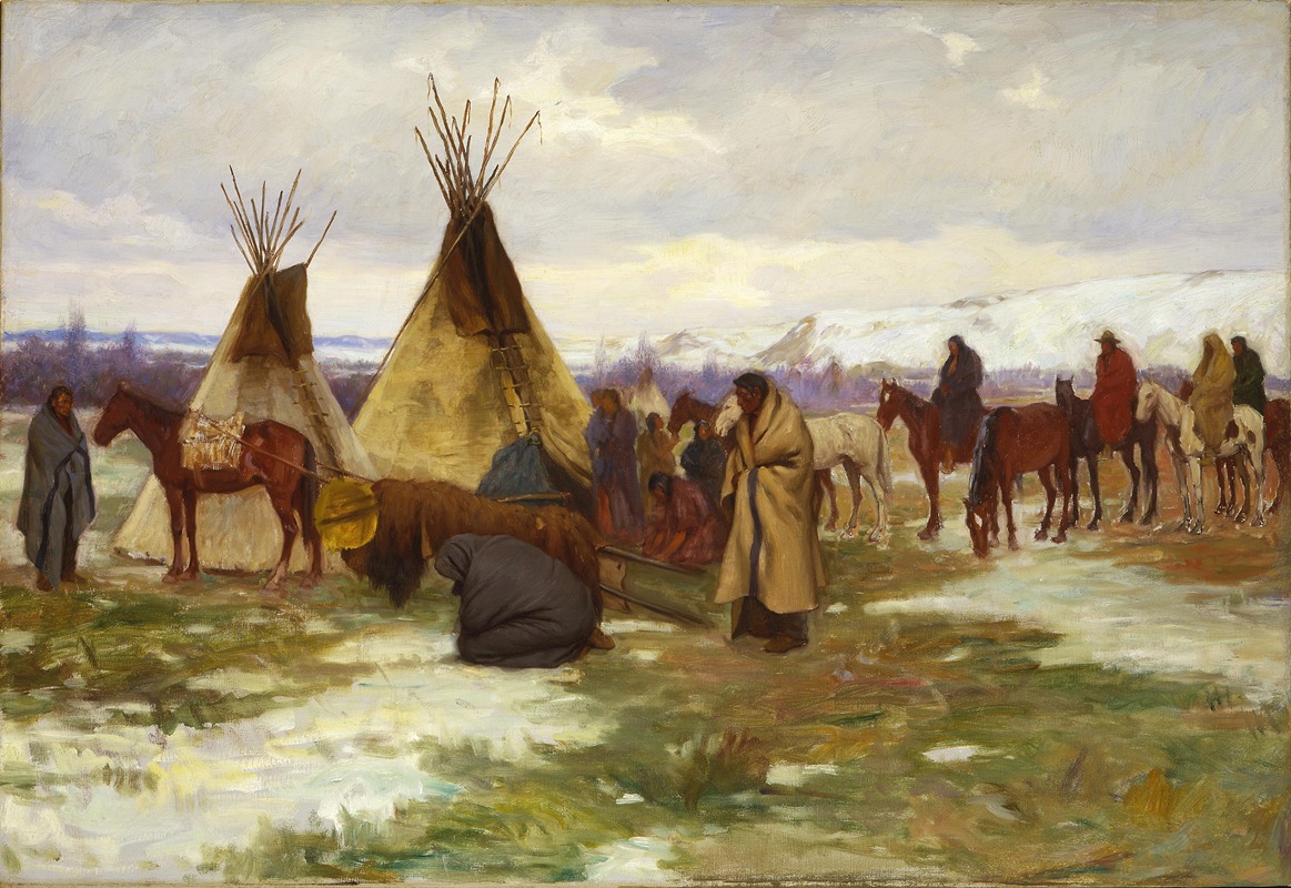 Joseph Henry Sharp - Burial Cortege of a Crow Chief