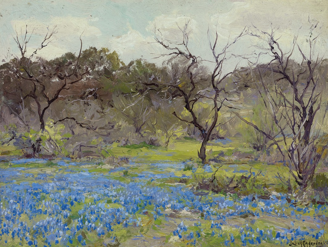 Julian Onderdonk - Early Spring—Bluebonnets and Mesquite