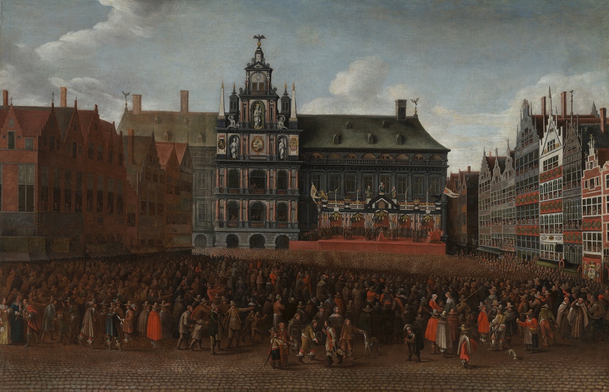 Maximiliaen Pauwels - The Proclamation of the Peace of Münster at the Grote Markt in Antwerp