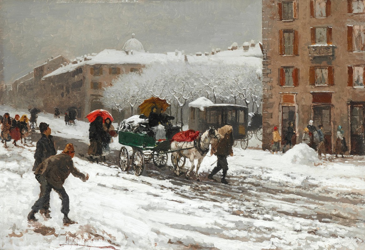 Mosè Bianchi - Milano, Nevicata in città, (Snowy City)