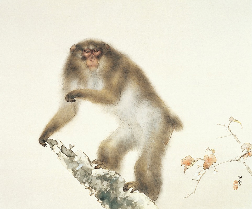 Hashimoto Kansetsu - Old Monkey with Cherry in Autumn
