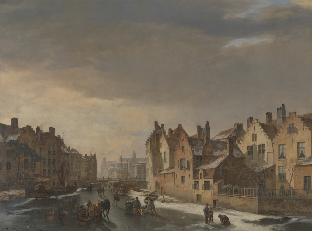 Pieter-Frans De Noter - Winter Scene in Ghent