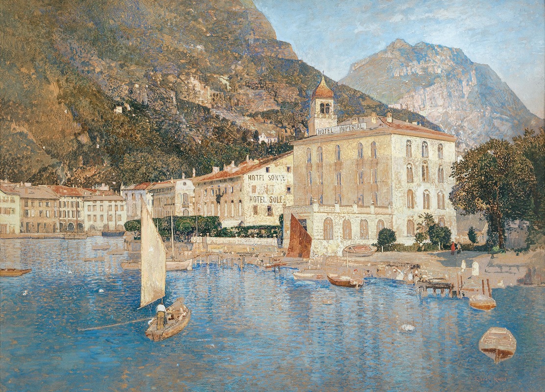 Robert Russ - The Harbour of Riva on Lake Garda