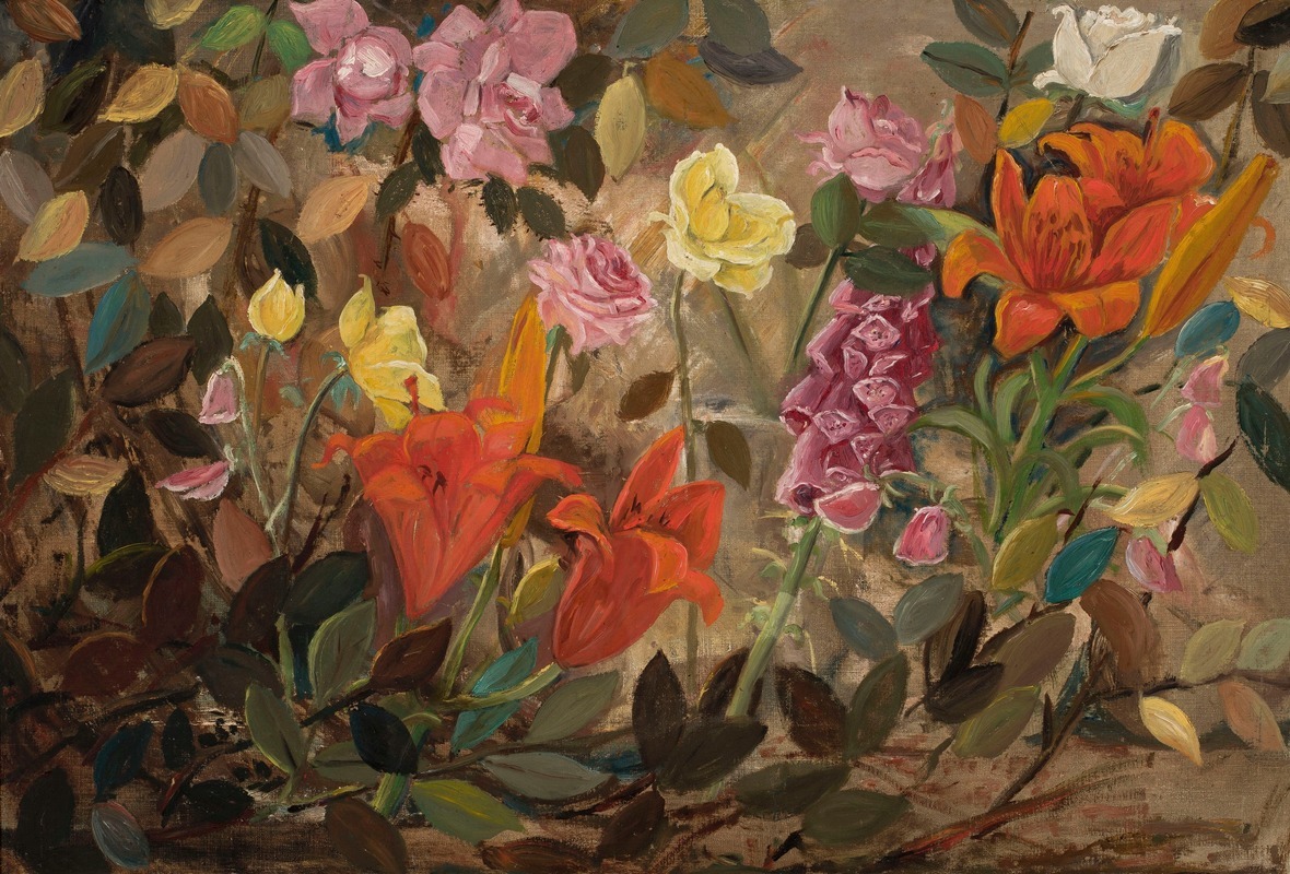 Tadeusz Makowski - Flowers in a garden