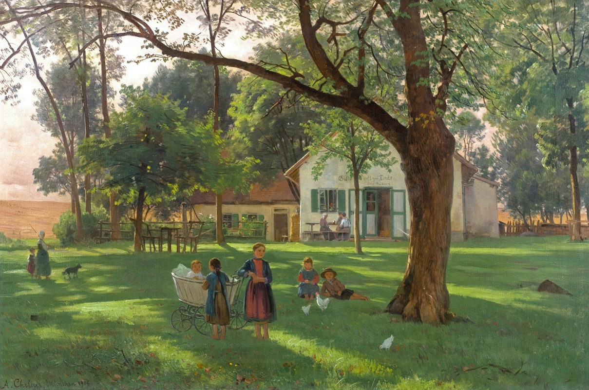 Adolf Chelius - Unter alten Linden bei Erding