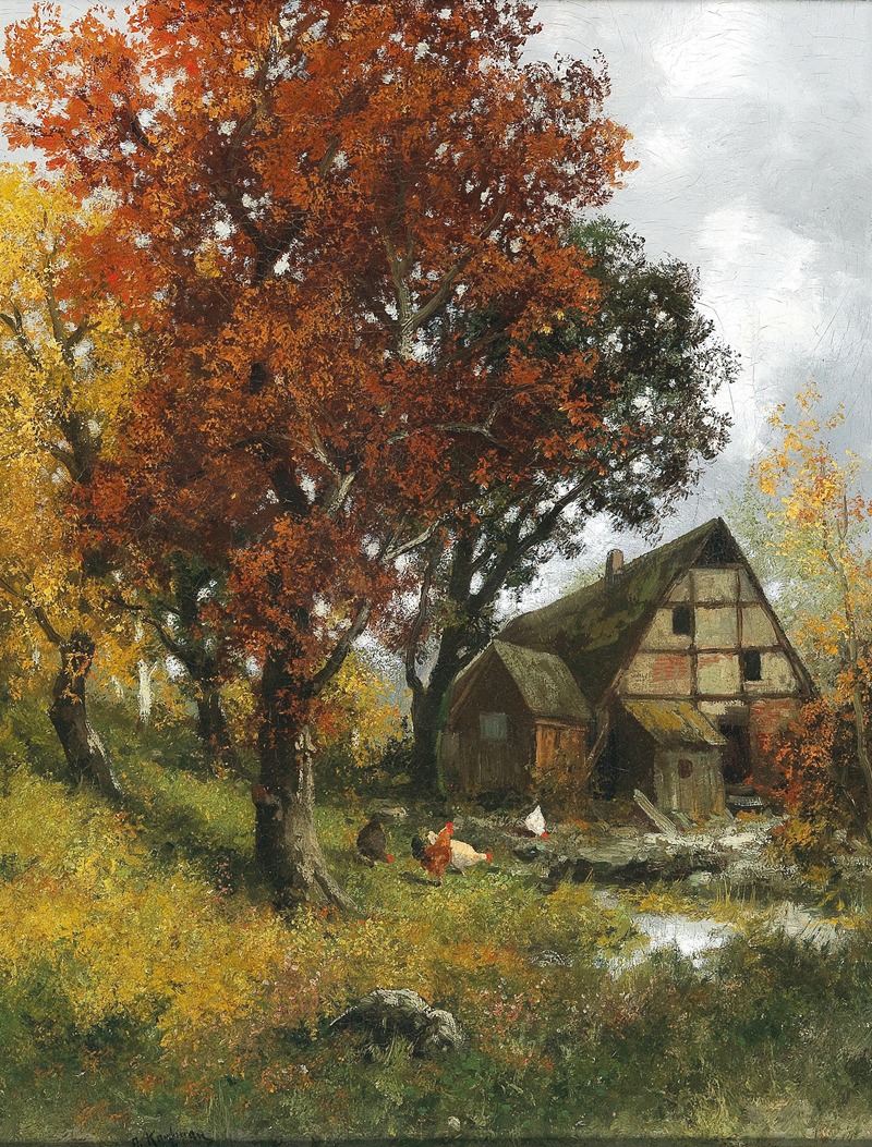 Adolf Kaufmann - A Mill in an Autumnal Forest