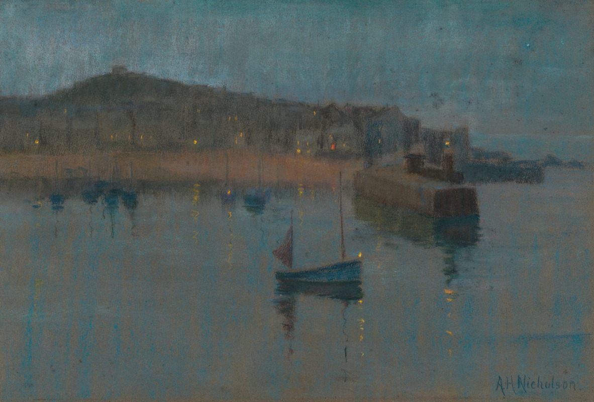 Alice Hogarth Nicholson - A harbour view at dusk