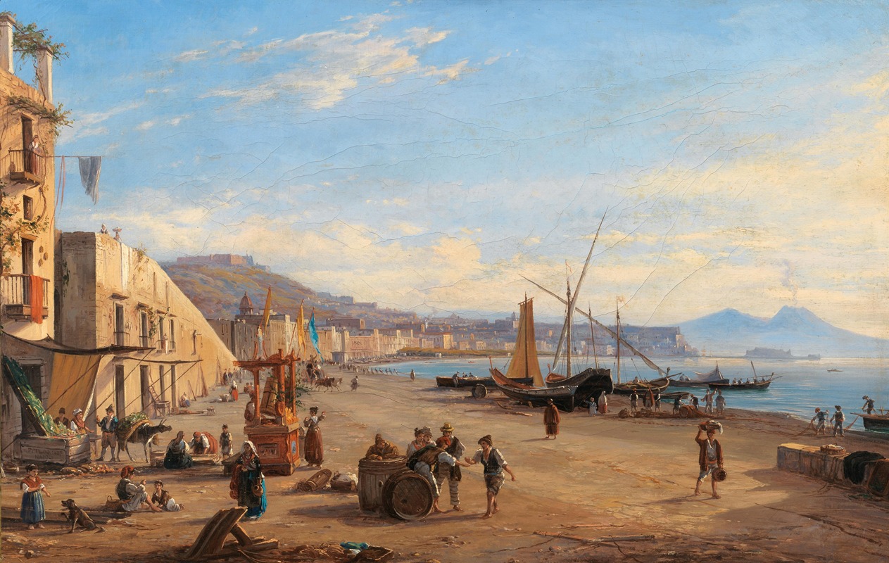 Antonie Sminck Pitloo - Naples, a View of the Riviera di Chiaia seen from Mergellina