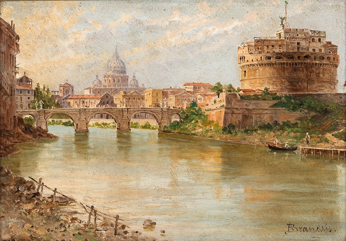 Antonietta Brandeis - Rome, a View of Castel Sant’Angelo, with St Peter’s Basilica in the Distance
