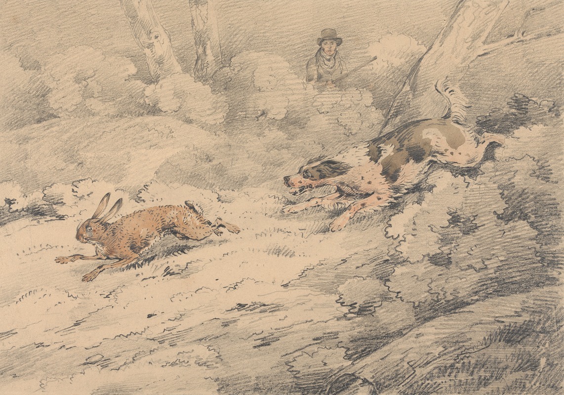 Samuel Alken - Spaniel Chasing a Hare