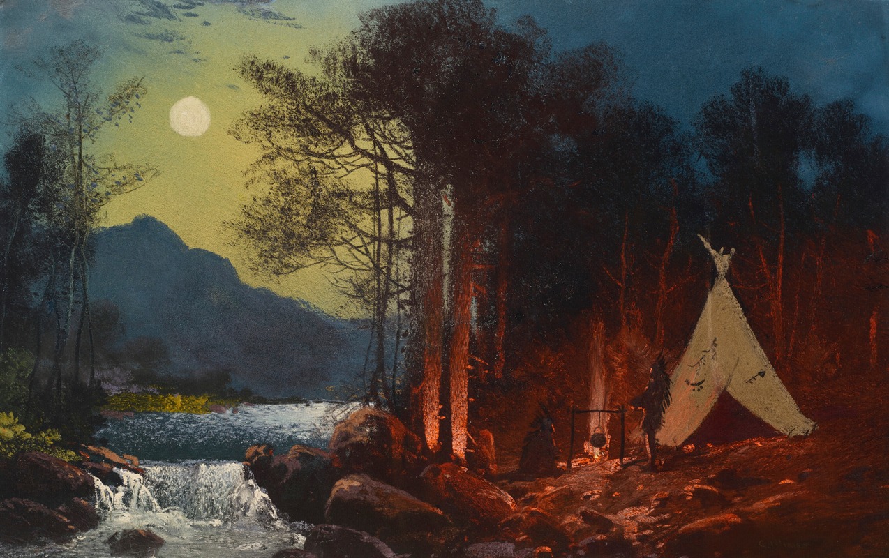 Charles Ferdinand Wimar - Moonlight Encampment