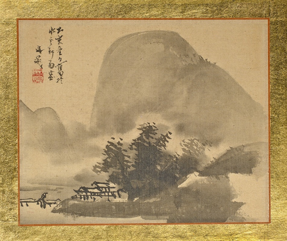 Tani Bunchō - A House next to a Small Grove at the Shore in the Mist