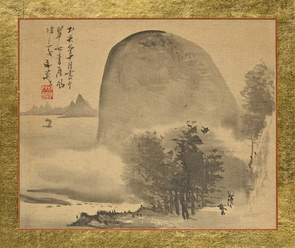Tani Bunchō - A Small Grove of Trees before a Rounded Hill at the Shore