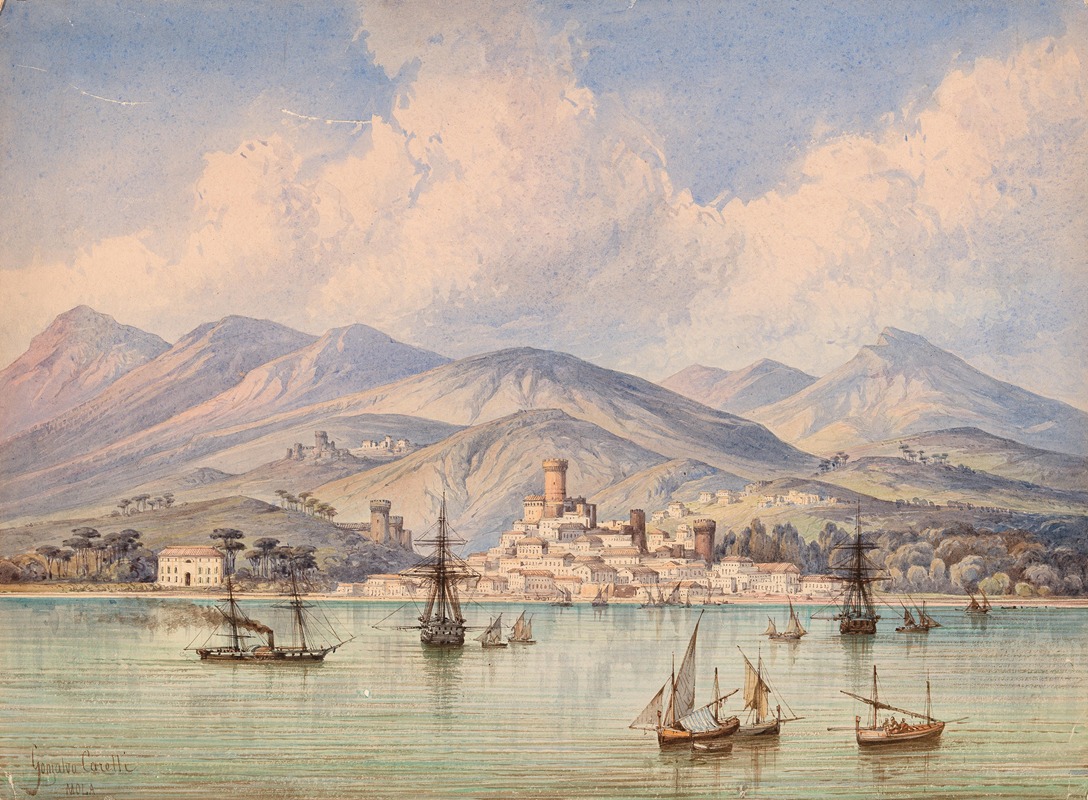 Consalvo Carelli - A view of the mole of Gaeta