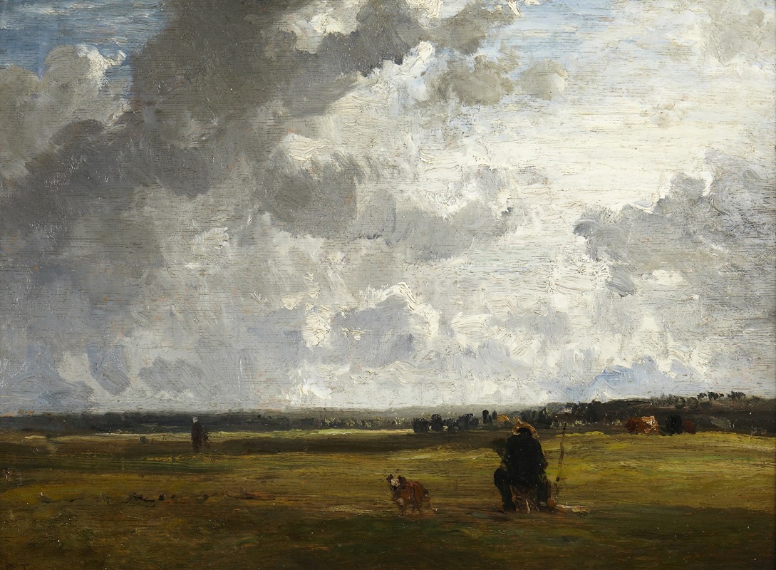 Constant Troyon - Landscape with Painter at Easel