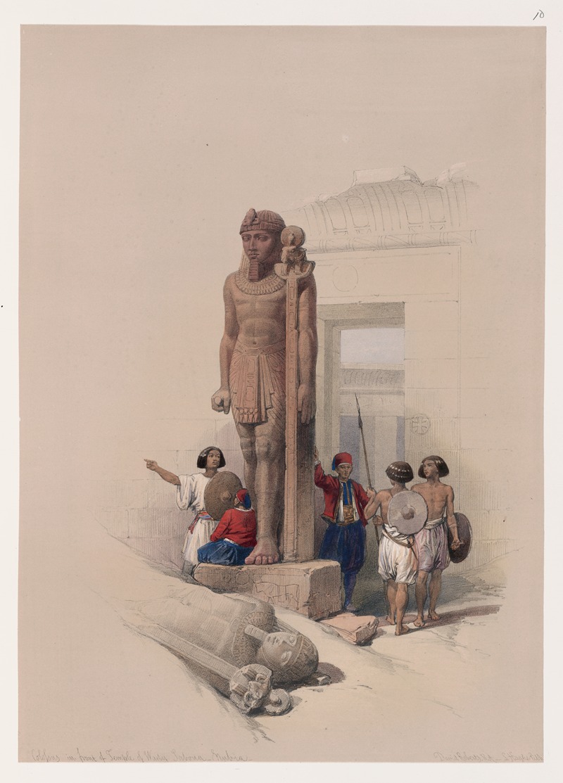 David Roberts - Colossus in front of Temple of Wady Saboua [Wadi al-Sabua], Nubia.