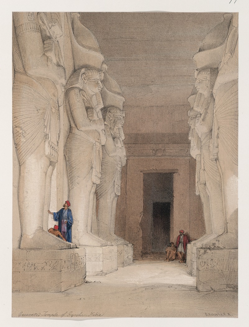 David Roberts - Excavated Temple of Gyrshe [Gerf Hussein], Nubia.