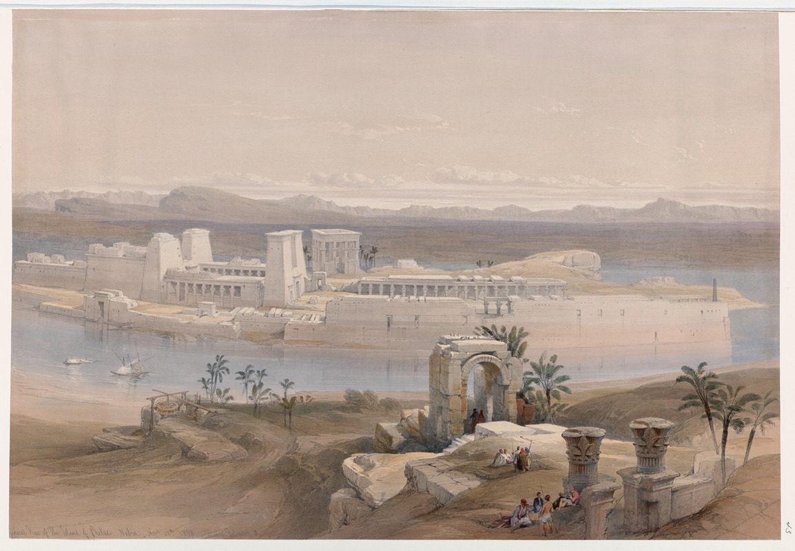 David Roberts - General view of the Island of Philæ, Nubia. Nov. 18th, 1838.