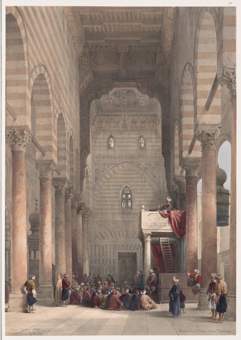 David Roberts - Interior of the mosque of the Metwalys [Metwalis].