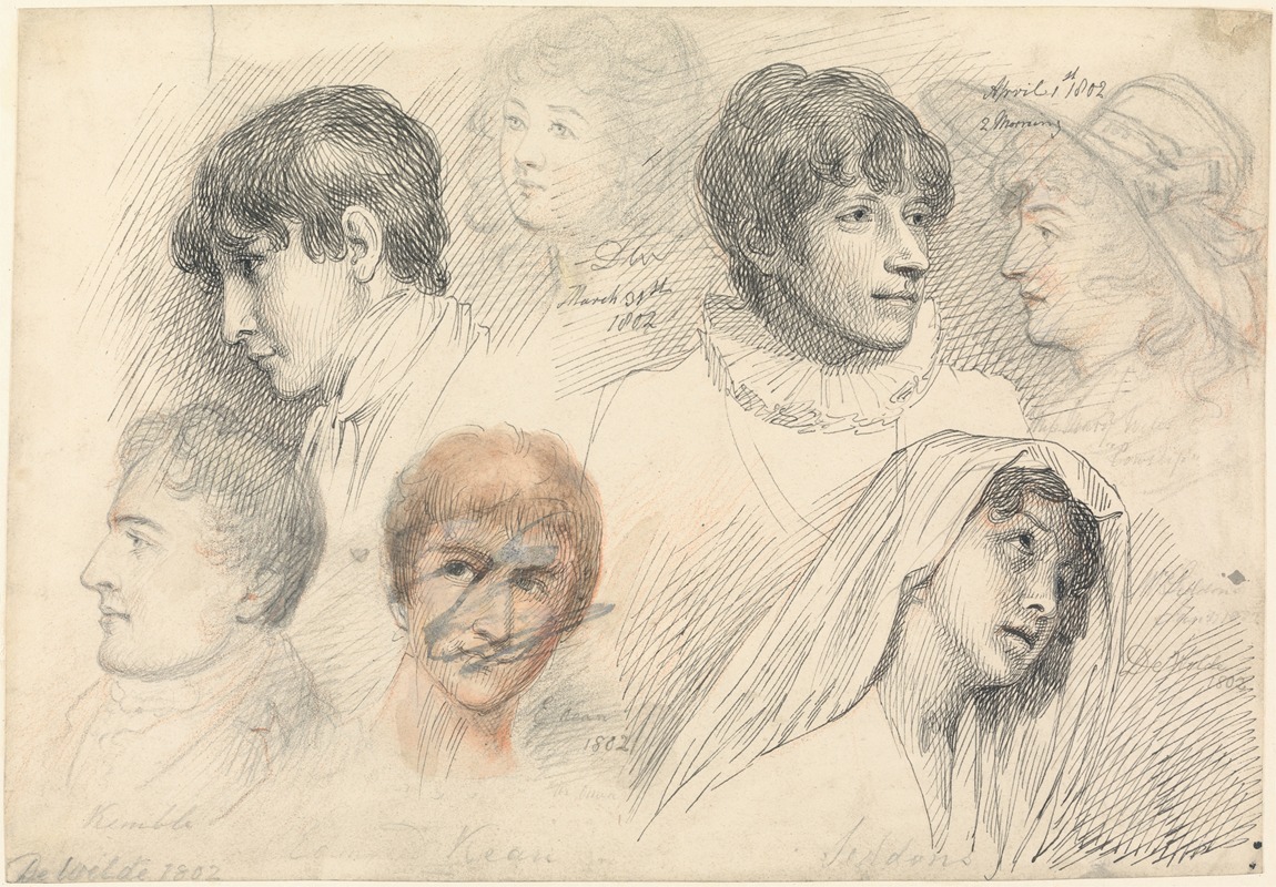 Samuel de Wilde - Portrait Studies of Mary Wills in Cowsslip, John Kemble, Edmund Kean and Mrs. Siddons