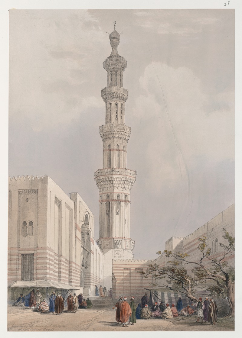 David Roberts - Minaret of the principal mosque. Siout, Upper Egypt.