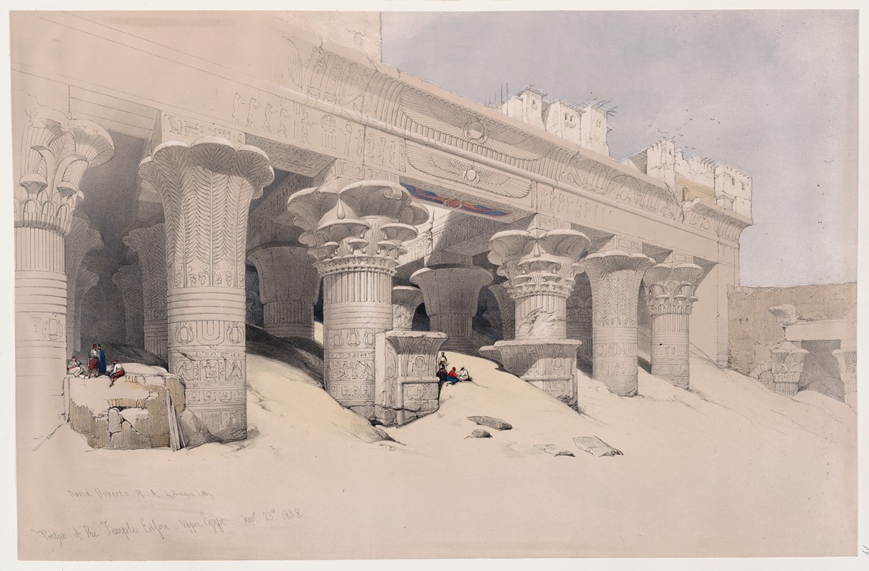 David Roberts - Portico of the Temple of Edfou [Idfû], Upper Egypt. Nov. 23rd, 1838.