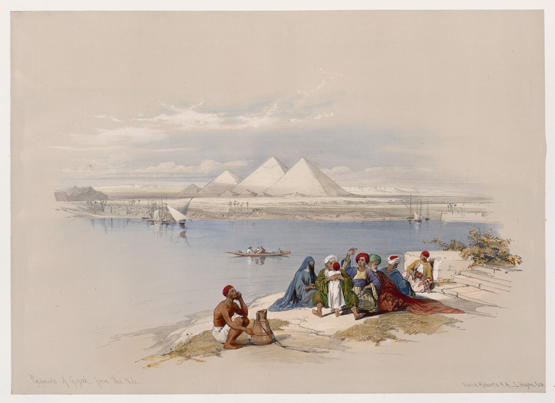 David Roberts - Pyramids of Gezeeh [Giza], from the Nile.