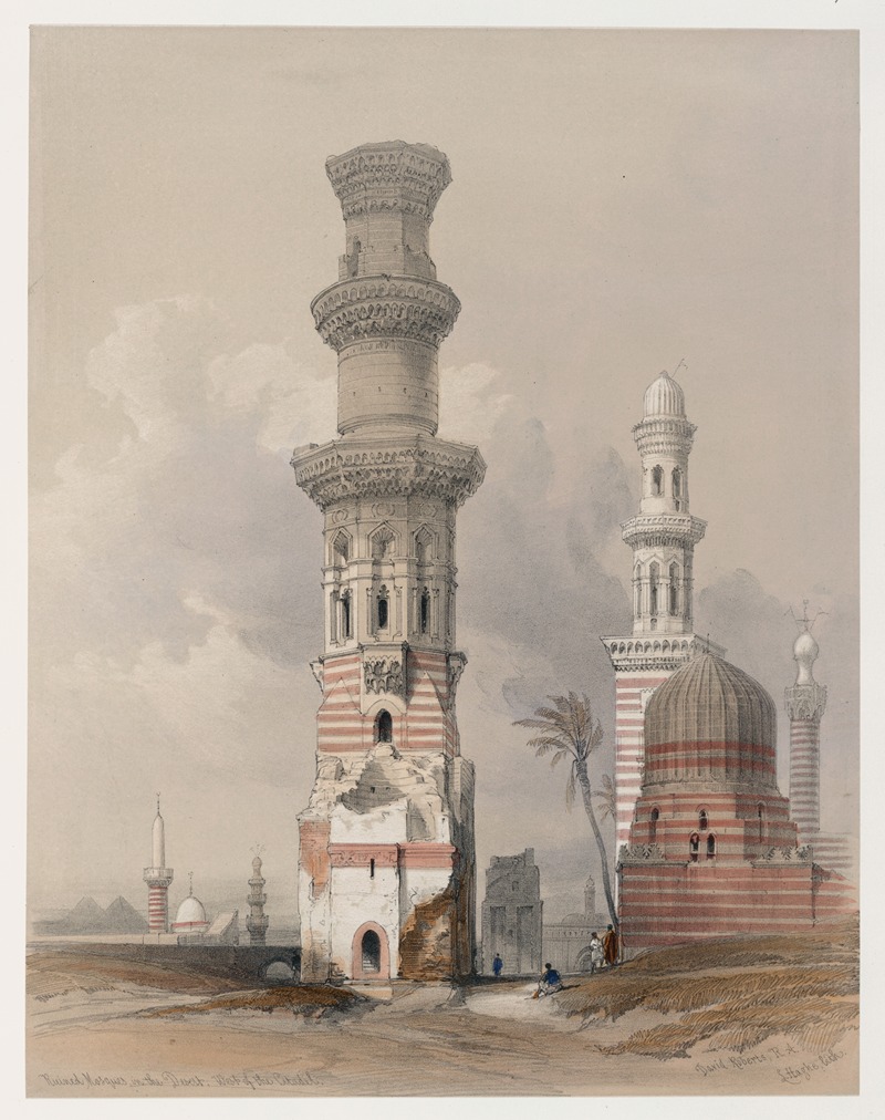 David Roberts - Ruined mosques in the desert, west of the Citadel.
