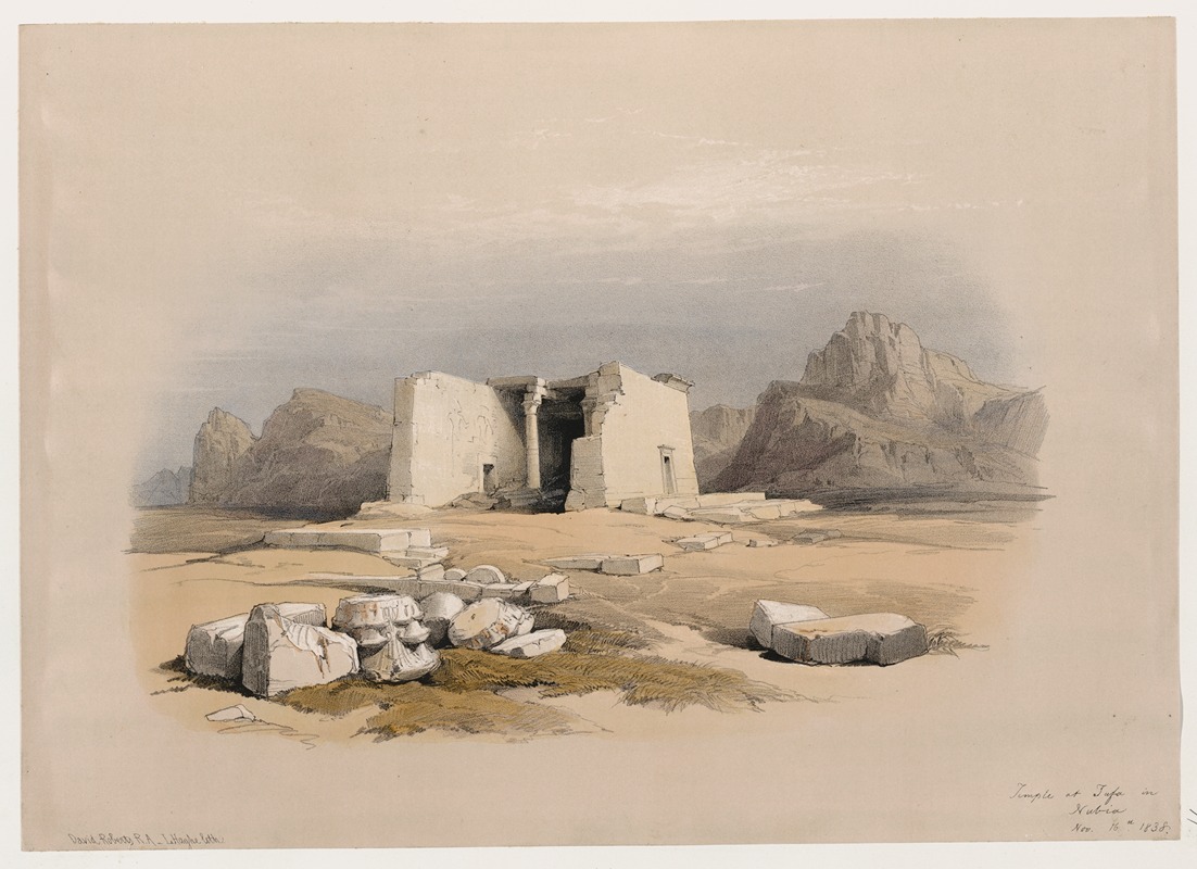 David Roberts - Temple of Tafa, in Nubia. Nov. 16th, 1838.