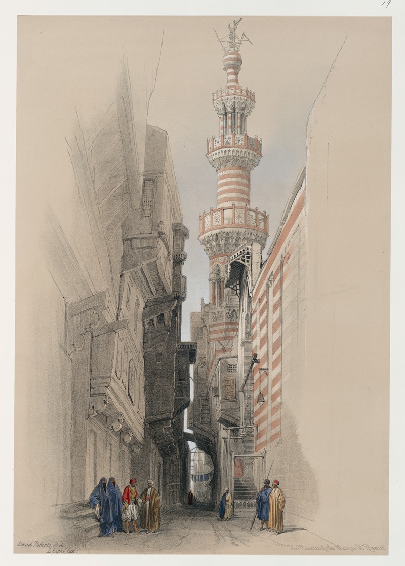 David Roberts - The minaret of the Mosque El Rhamree.