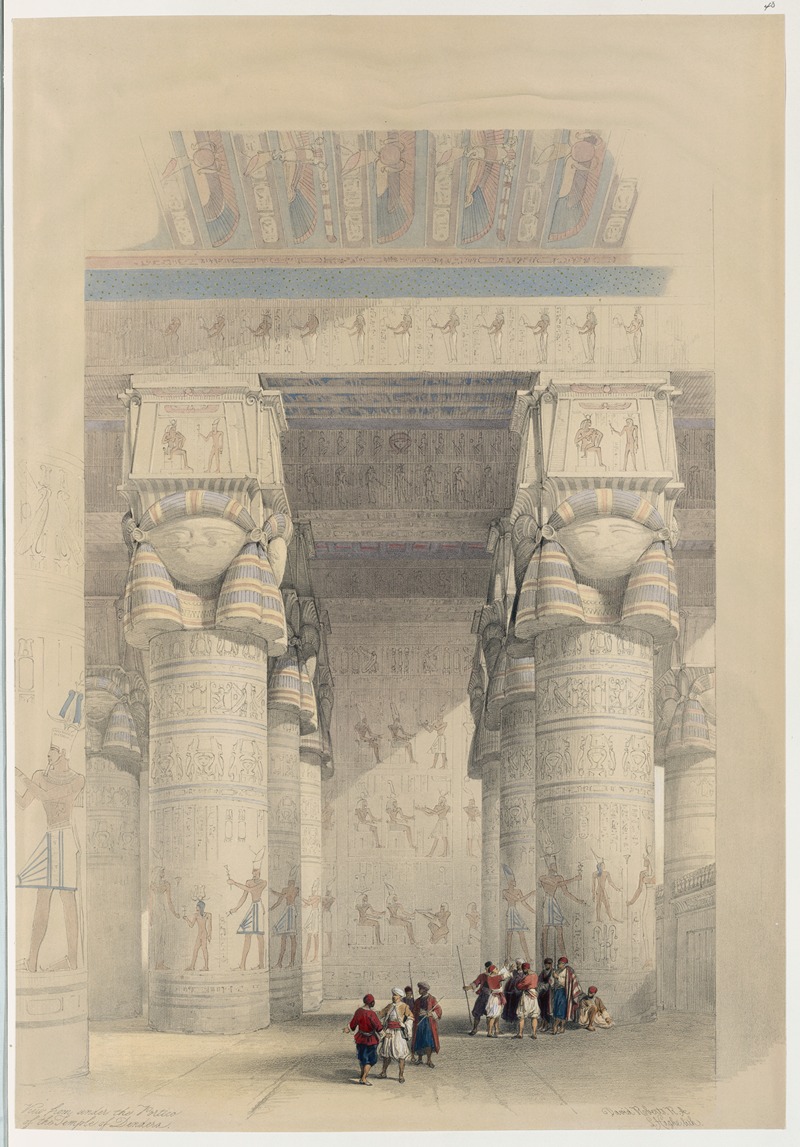 David Roberts - View from under the portico of the Temple of Dendera [Dandara].