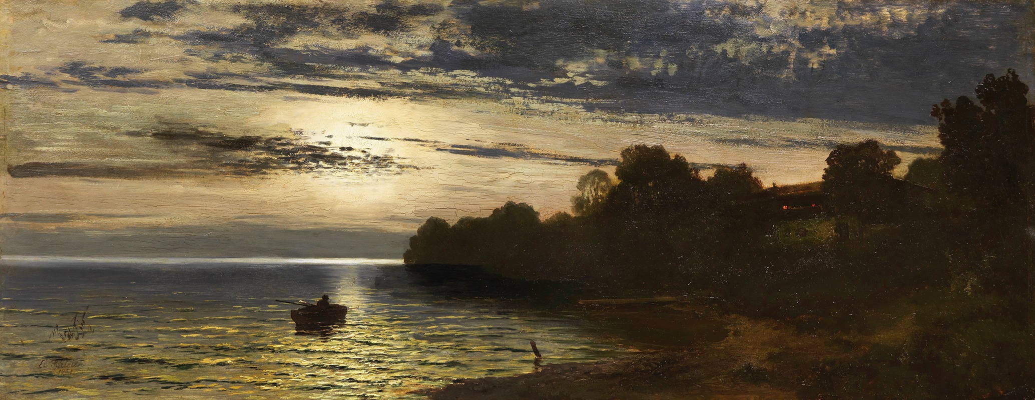 Eduard Schleich The Elder - Mondnacht über dem See