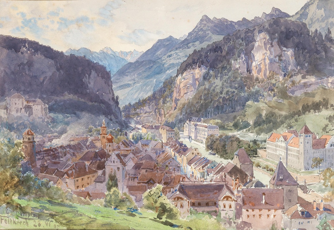 Edward Theodore Compton - A view of the town Feldkirch in Vorarlberg