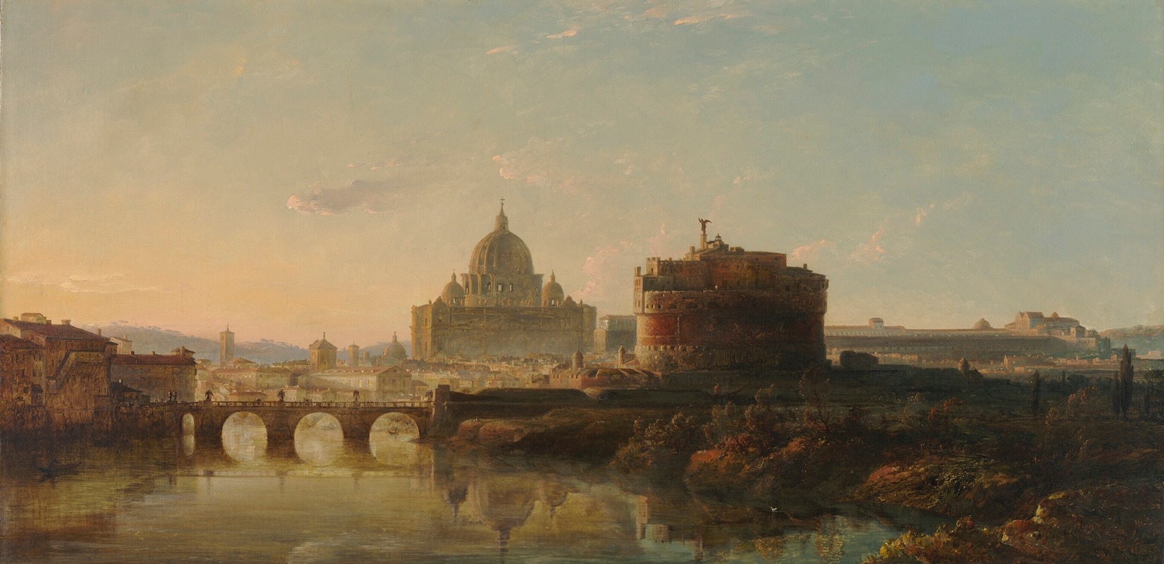 Edward William Cooke - ‘Thou hast the sunset’s glow, Rome, for thy dower, Flushing the cypress tree, Temple and tower’