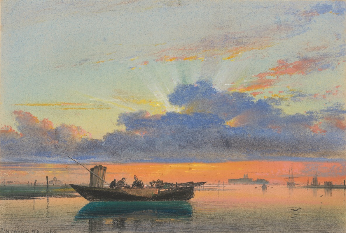 Edward William Cooke - Sunset on the lagoon, Venice