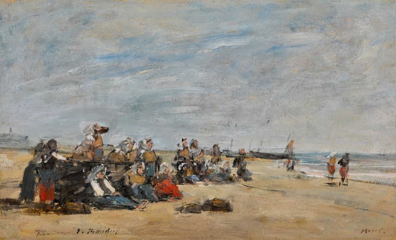 Eugène Boudin - Berck, groupe de pêcheuses assises sur la grève
