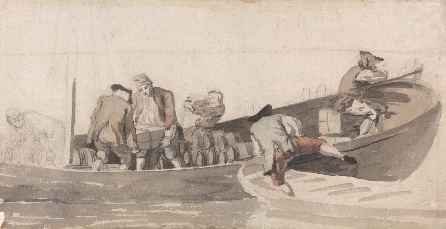 Samuel Scott - Men Loading a Boat with Barrels