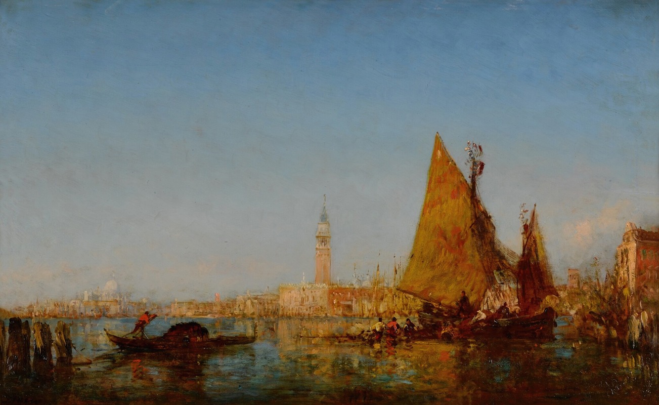 Félix Ziem - Fishing Boats in the Bacino, Palazzo Ducale and the Campanile Beyond