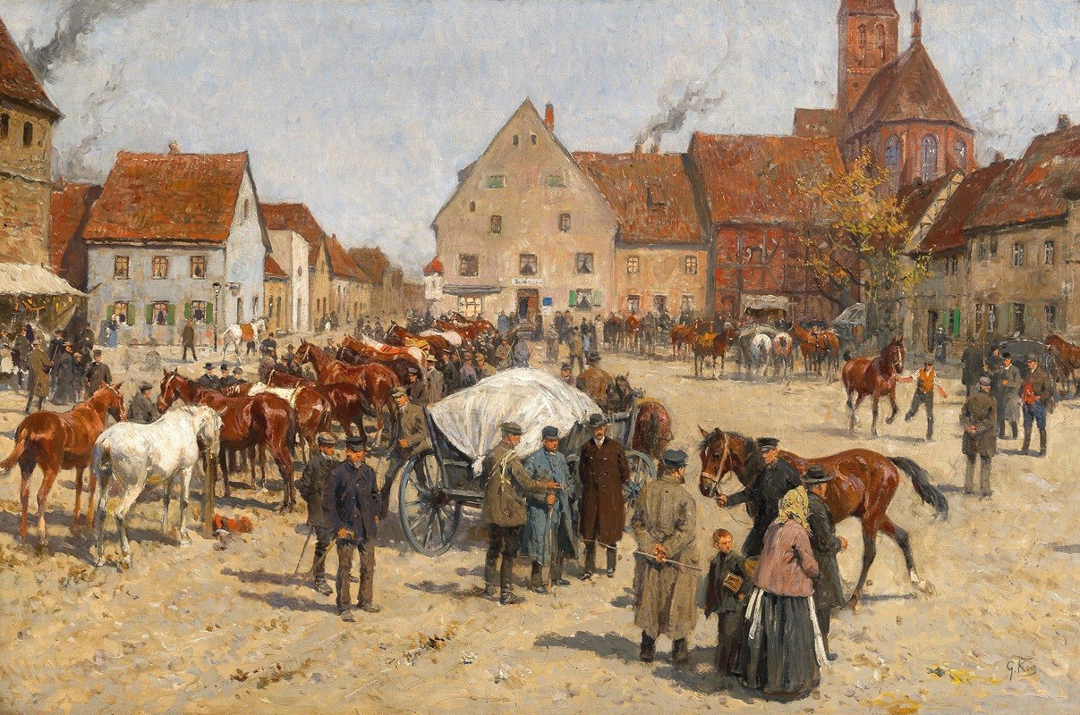 Georg Carl Koch - A Horse Market