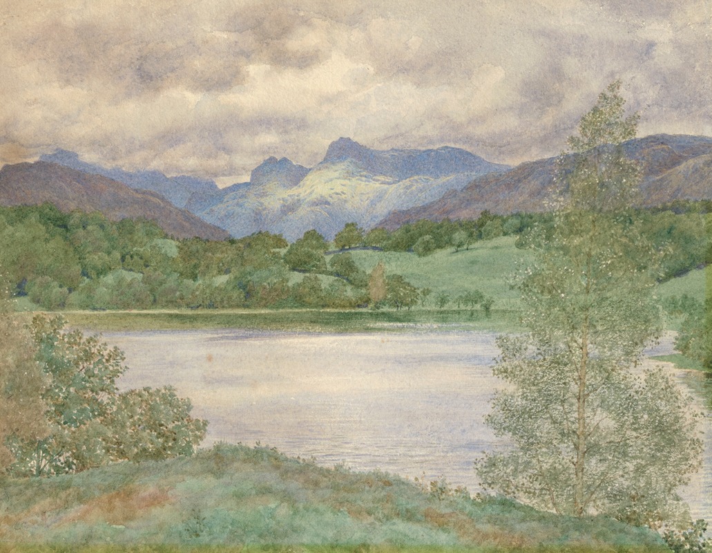 Henry James Holiday - Loughrigg Tarn and Langdale Pikes, Westmorland