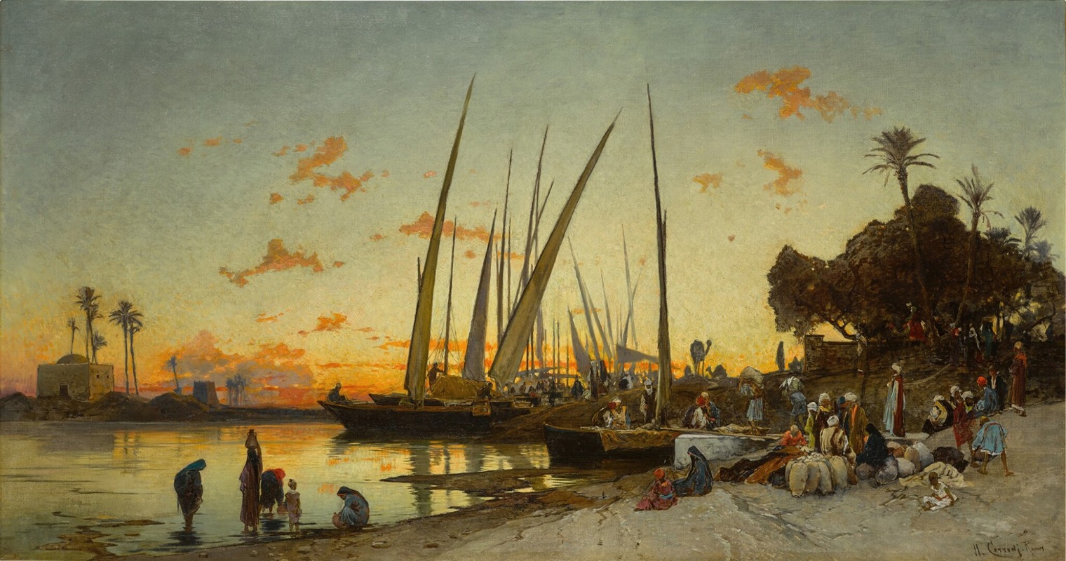 Hermann David Salomon Corrodi - Feluccas on the Nile