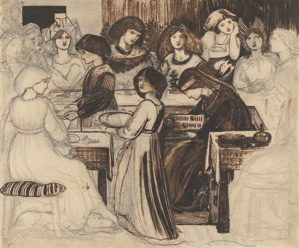 Sir Edward Coley Burne-Jones - Study for The Wedding Feast of Sir Degrevaunt