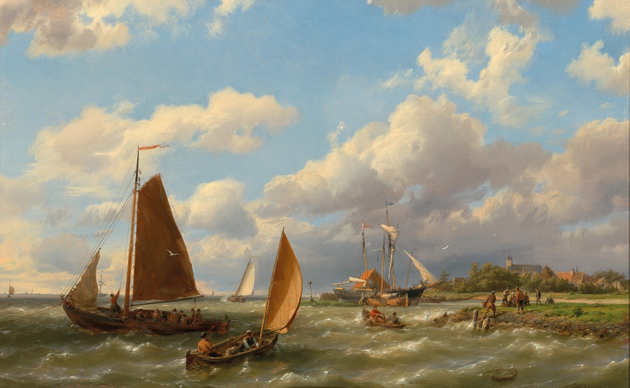 Hermanus Koekkoek - Sailing Ships on the Scheldt