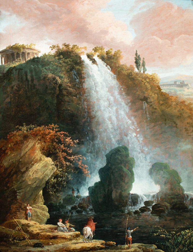 Hubert Robert - The Tivoli waterfalls with the Temple of the Sibyl