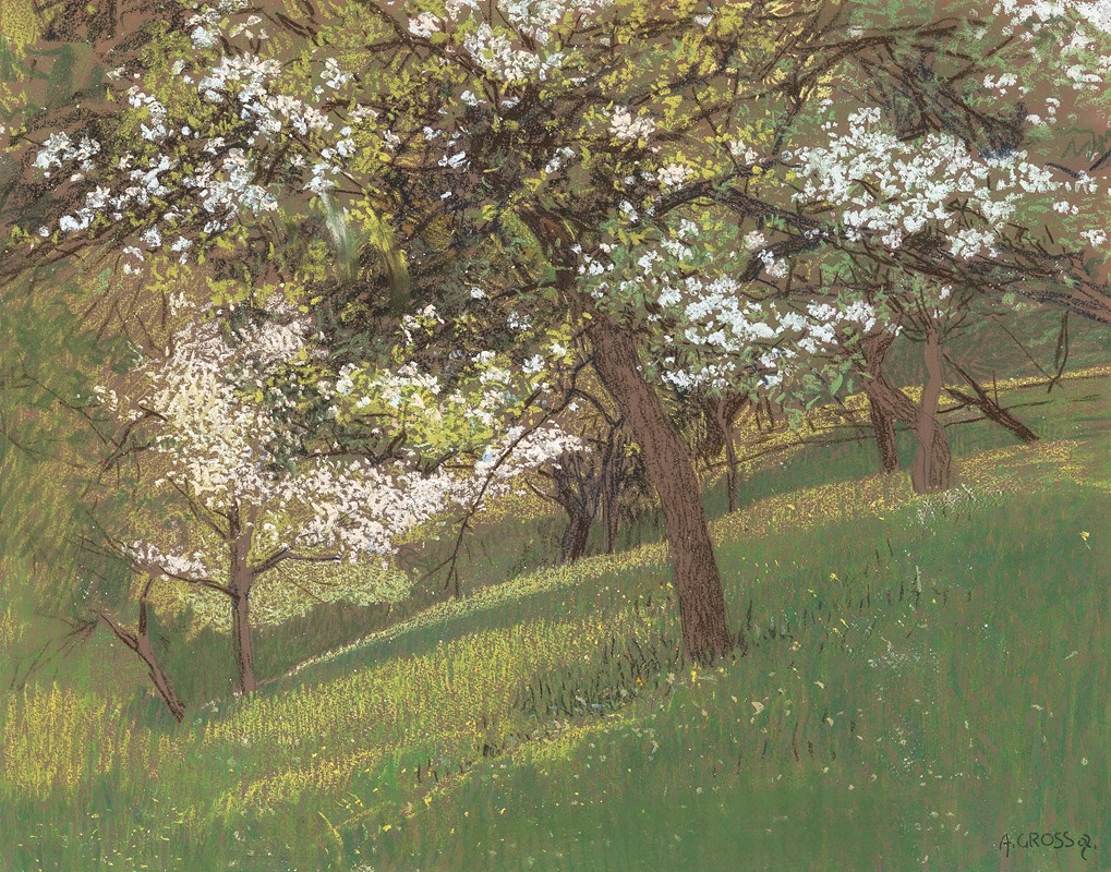August Ignaz Grosz - Blooming orchard